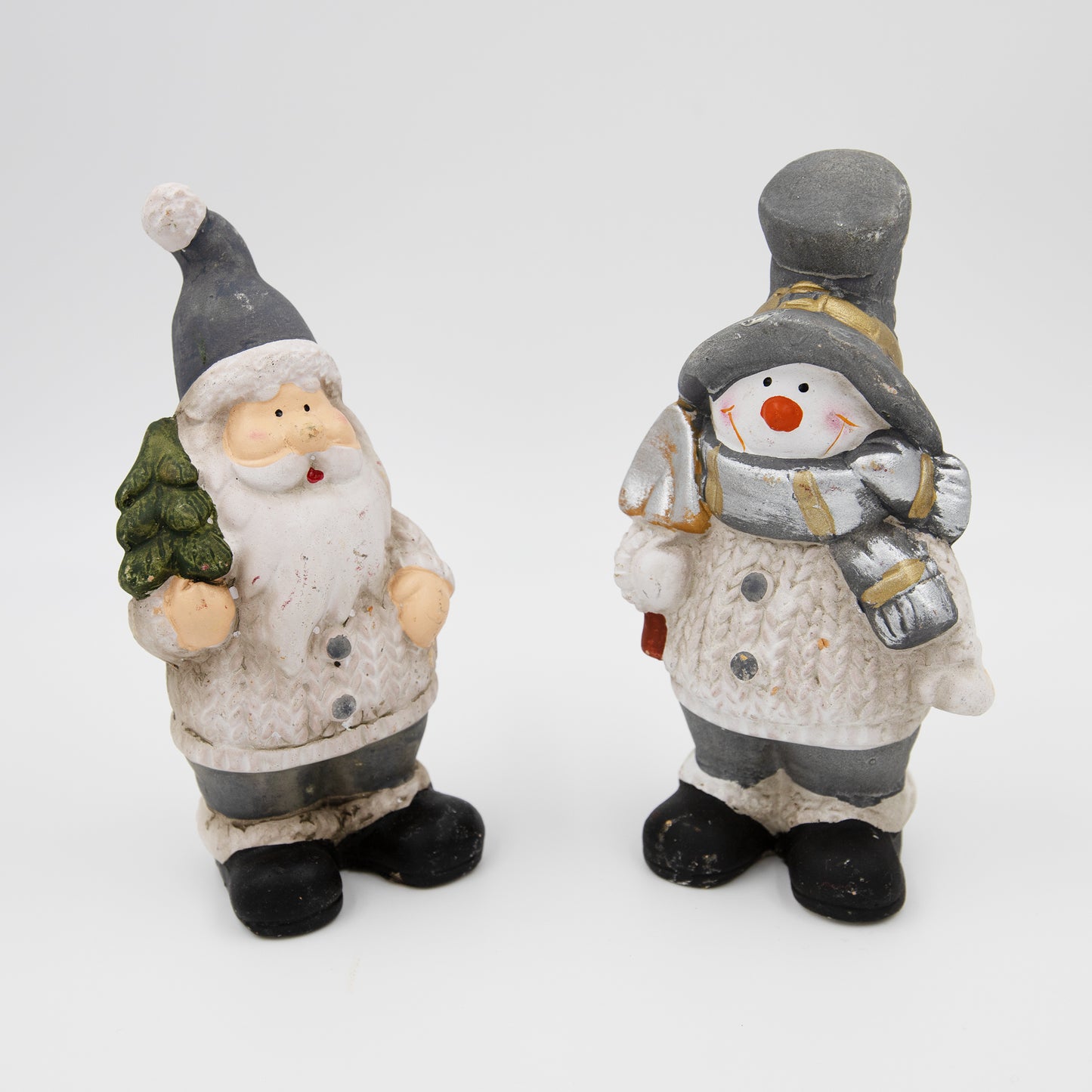 Deko-Figuren Weihnachtsmann und Schneemann 16 cm