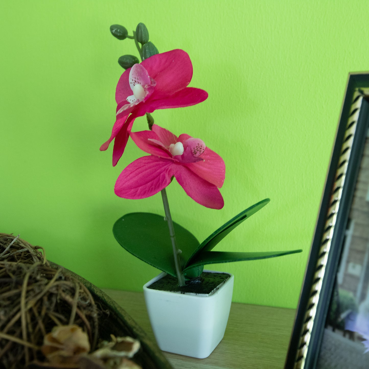 Kunstblume Orchidee mit Topf Weiß 5,5x5,5