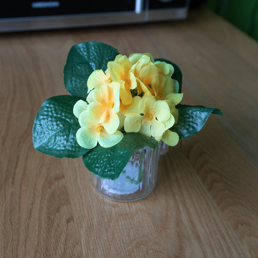 Kunstblume Primelstrauß Gelb 19 cm