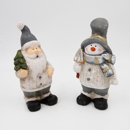 Deko-Figuren Weihnachtsmann und Schneemann 16 cm