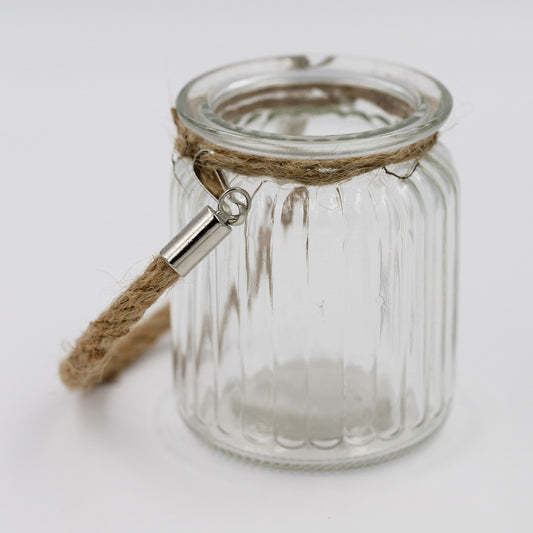 Windlicht Glas und Tau
