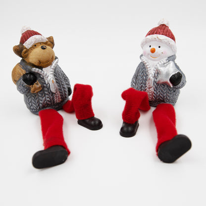 Deko-Figur Kantenhocker Rentier und Schneemann 8 cm