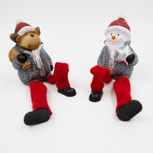 Deko-Figur Kantenhocker Rentier und Schneemann 8 cm
