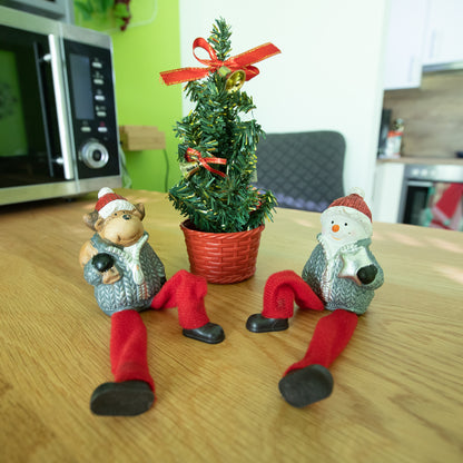 Deko-Figur Kantenhocker Rentier und Schneemann 8 cm