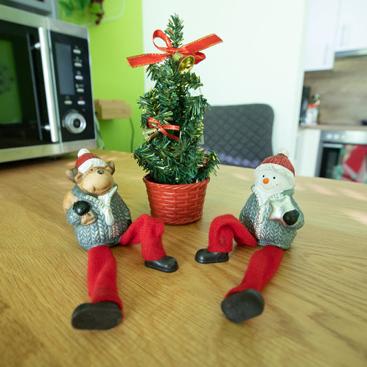 Deko-Figur Kantenhocker Rentier und Schneemann 8 cm