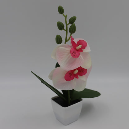 Kunstblume Orchidee mit Topf Weiß 5,5x5,5